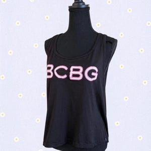 BCBG Generation fairy vintage y2k logo tanktop zwart roze maat small afbeelding 2