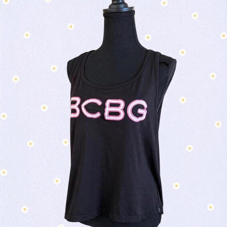 BCBG Generation fairy vintage y2k logo tanktop zwart roze maat small afbeelding 2