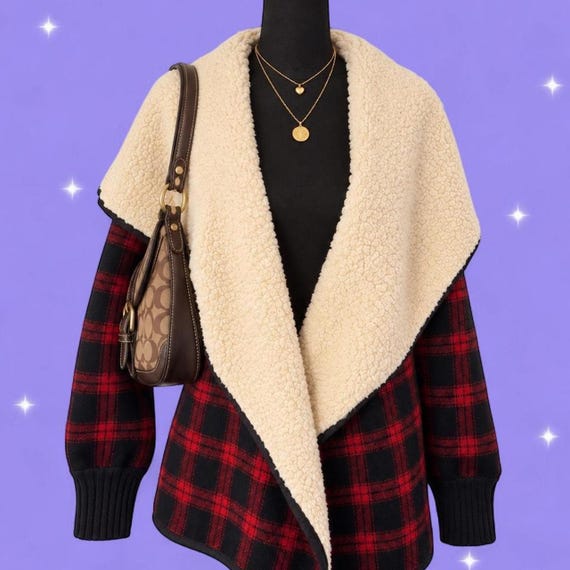 Abercrombie & Fitch, Vintage Abercrombie and Fitch red and black plaid sherpa lined jacket Size Small