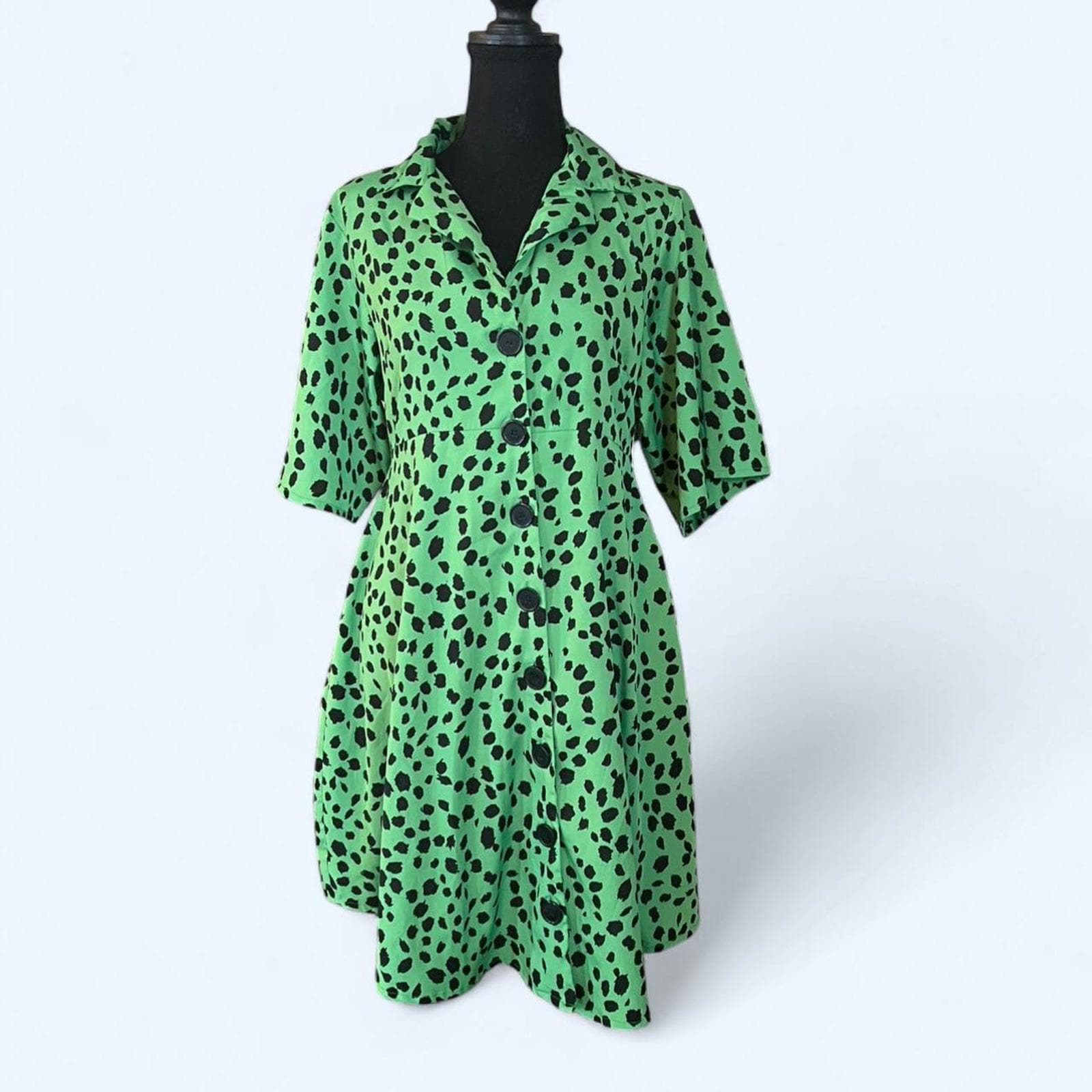 Vintage Green Leopard Print Dress - Etsy
