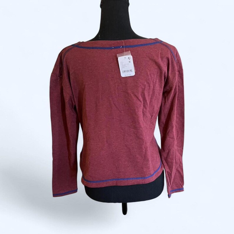 Free People Intimately red contrast stitch long sleeve top size large NWT image 4