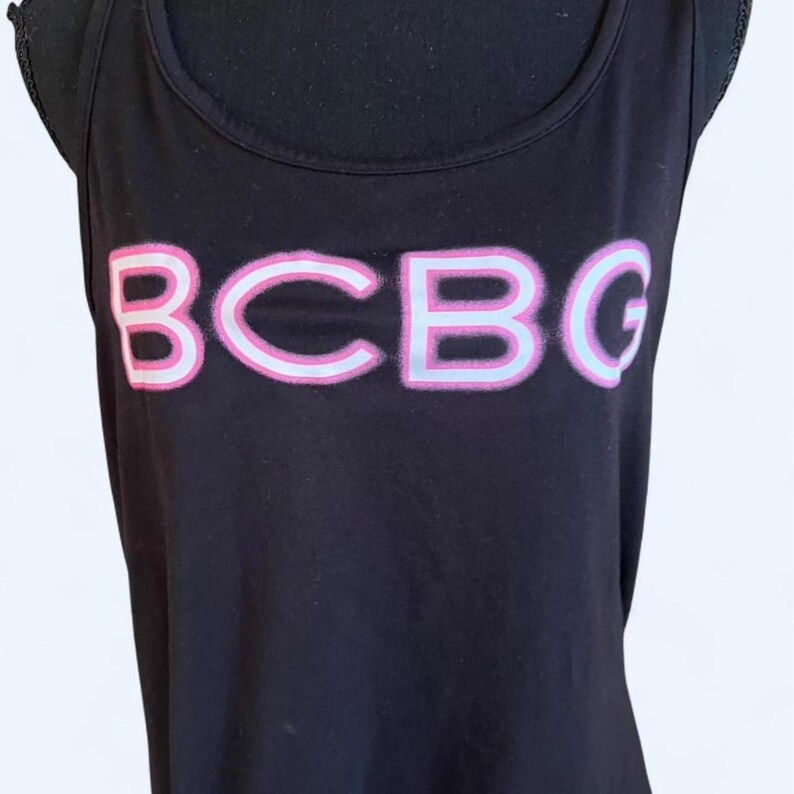 BCBG Generation fairy vintage y2k logo tanktop zwart roze maat small afbeelding 5