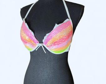 Vintage Y2K Victoria’s Secret rainbow sequin bikini top 36C