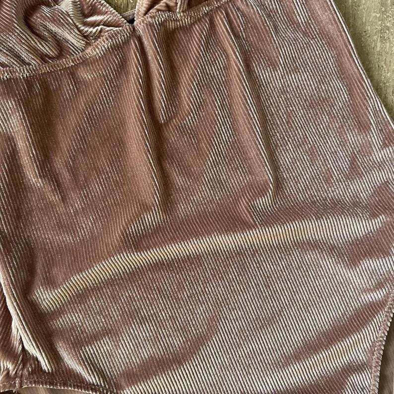Urban Outfitters Out From Under pink shimmer velvet bodysuit size small image 3
