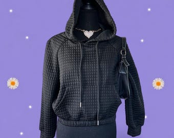 Vintage Y2K Quilted Bubble Cropped Hoodie size small