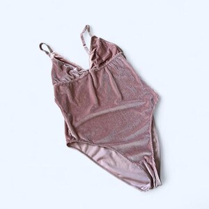 Urban Outfitters Out From Under pink shimmer velvet bodysuit size small image 2