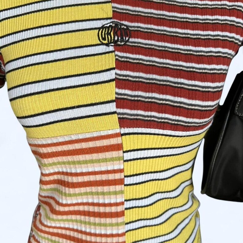 vintage y2k urban outfitters fairycore patchwork striped baby tee size small image 2