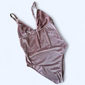 Urban Outfitters Out From Under pink shimmer velvet bodysuit size small image 1