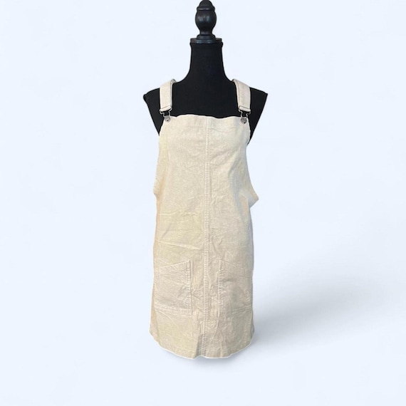 cream overall dress J. Jill Maxi Side Button Cotton Lagenlook Y2K Women Sz XLP bust = 24 Altar'd State Cream Corduroy Bib