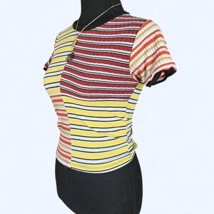 vintage y2k urban outfitters fairycore patchwork striped baby tee size small image 5