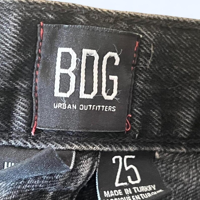 BDG Urban Outfitters jeans negros holgados de tiro alto estilo grunge y2k con rotos, talla 25 imagen 4