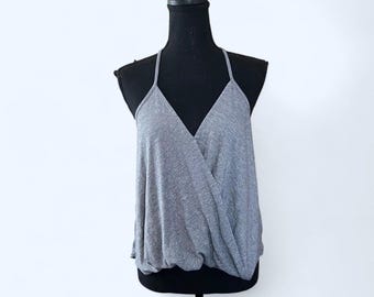 Vintage Y2K Abercrombie & Fitch grijze top maat medium