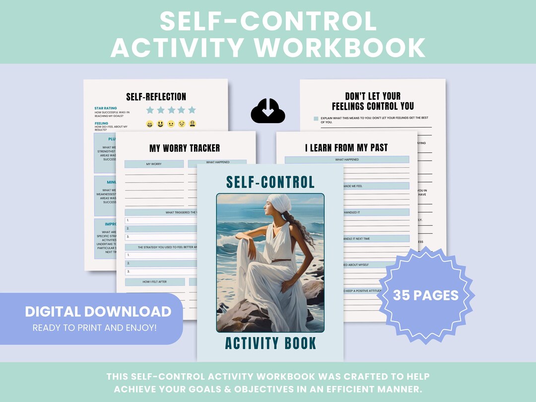Self-control Activity Workbook | Worksheets, Trackers, Lists, & Note ...