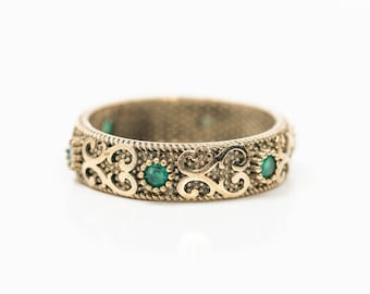 Traditional Ottoman Style Ring with Green Crystals - Vintage inspired - Hurrem Sultan - Osmanli Style