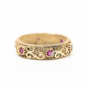 Traditional Ottoman Style Brass Ring with Red Crystals Vintage Inspired Hurrem Sultan, Osmanli Brass Ring, Costume Jewelry with Crystals