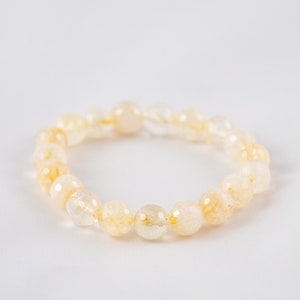 Natural Radiant Faceted Citrine Beaded Bracelet - Handcrafted 10mm Gemstone Stretch Bracelet, Stretch Crystal Bracelet