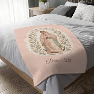 Personalized Our Lady of Guadalupe Blanket Floral Velveteen Microfiber Throw Gift for Her