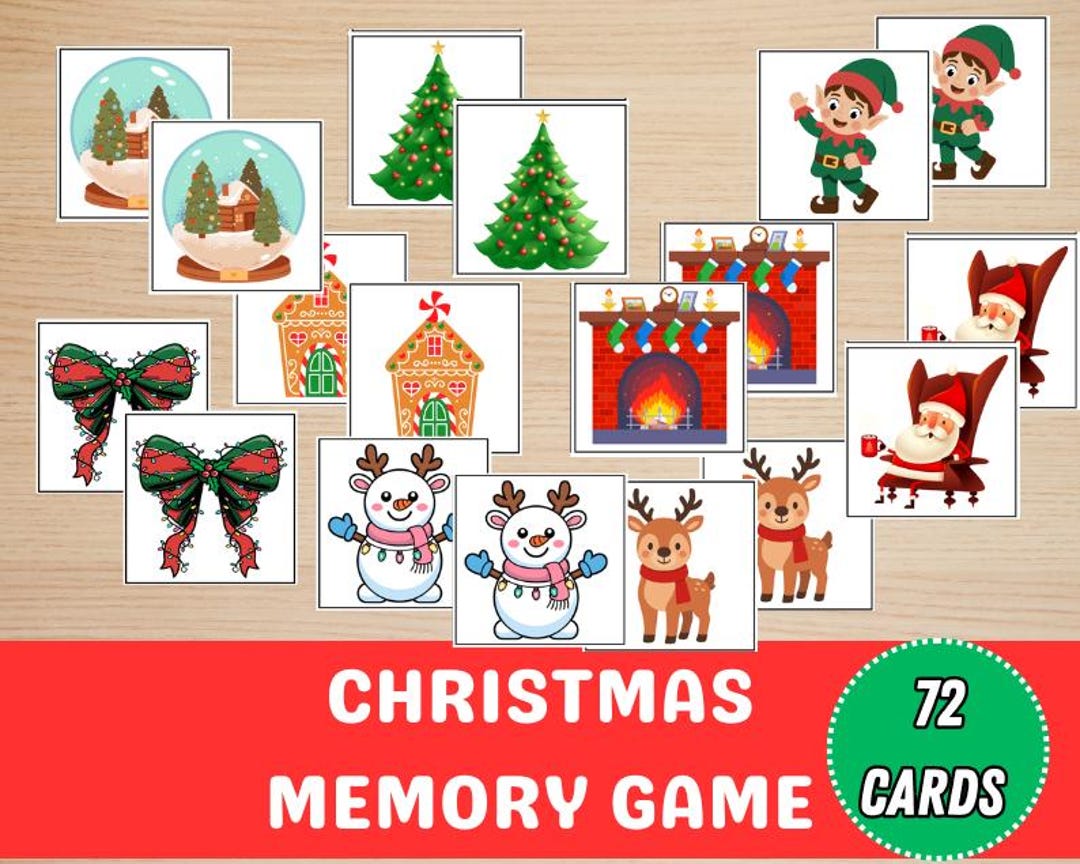 Christmas Memory Game Printable | Matching Cards for Kids & Family ...