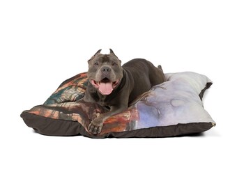 Fleece Pet Bed: Longhorn Cattle Art Print, Zippered