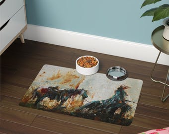 Cowgirl Pet Food Mat - Non-Slip Dog & Cat Bowl Mat (12x18)