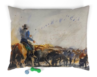 Western Rancher Dog Bed, Soft Fleece Pet Lounge