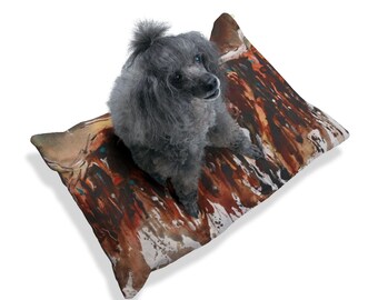 Fleece Pet Bed with Longhorn Cattle Art Print