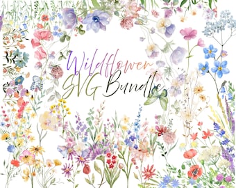 24 Wildblumen svg Bündel | Blumen svg png | Minimalistischer Blumenstrauß png svg | Botanische svg | Natur svg | Blumen Skizze svg