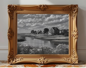 Vintage New England Coastal Marsh Wall Art | Cape Cod Beach House Decor | Serene Nantucket Style Photography