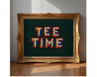 Vintage Style TEE TIME Golf Print | Green Country Club Sports Wall Art | Masters Golf Gift | Digital Download Home Bar Decor