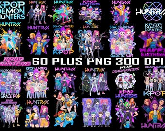 60 Plus Kpop Demon Hunters png Bundle, Kpop Idol Group Design, Girl Dinner Png, Saja Boys Girls Bands Png, Huntrix Fans, Sublimation