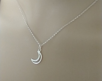 SALE Tiny Moon Necklace, STERLING SILVER 925, Long or Short, Layered Moon Jewelry, Crescent Moon
