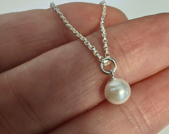 Sterling silver white pearl necklace Swarovski pearl 925 real silver bridesmaid gift, child necklace, long short necklace