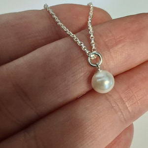 Sterling silver white pearl necklace Swarovski pearl 925 real silver bridesmaid gift, child necklace, long short necklace