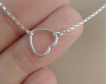 Valentine/'s day gift small heart necklace tiny silver heart necklace Minimalist heart necklace mini heart necklace mother/'s day