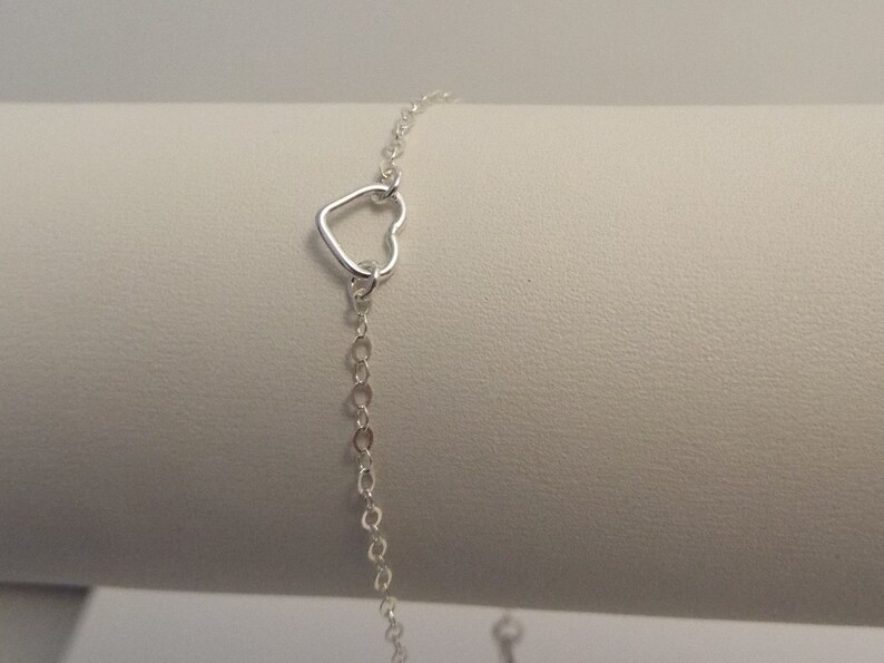 FREE SHIPPING Silver Heart Bracelet Tiny Sterling Siver Heart 925 real silver dainty heart bridesmaid heart bracelet delicate bracelet