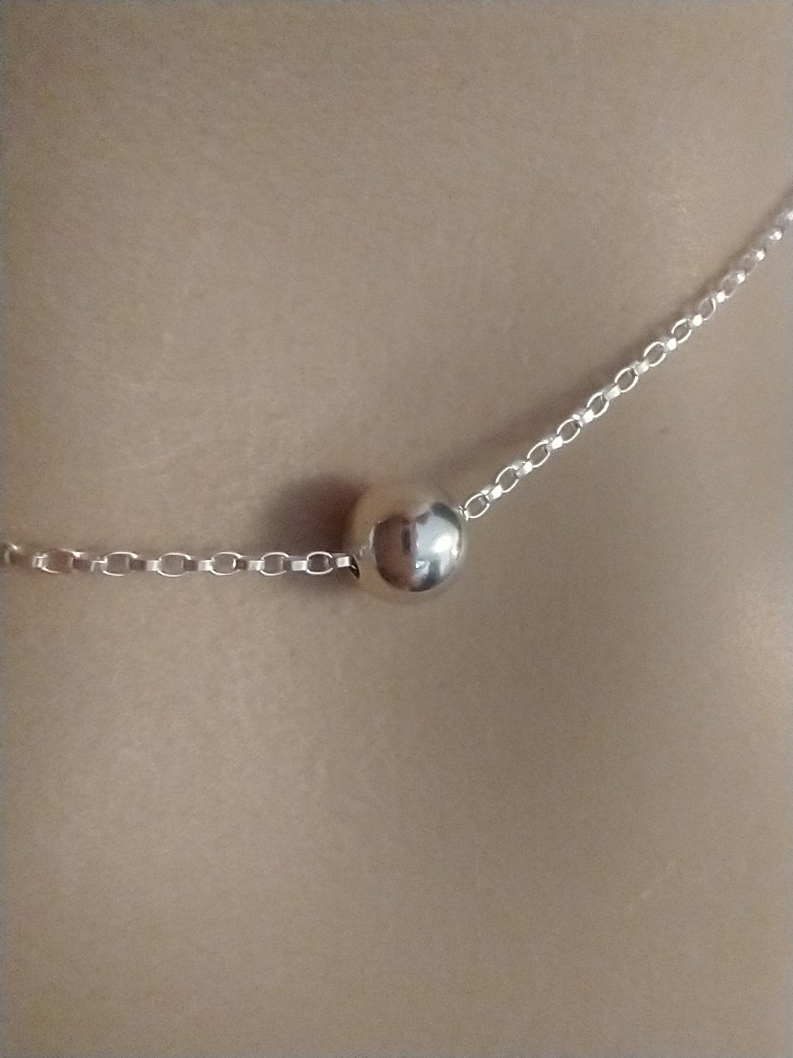 SALE Sterling Silver Single Bead Necklace Minimalist Silver - Etsy