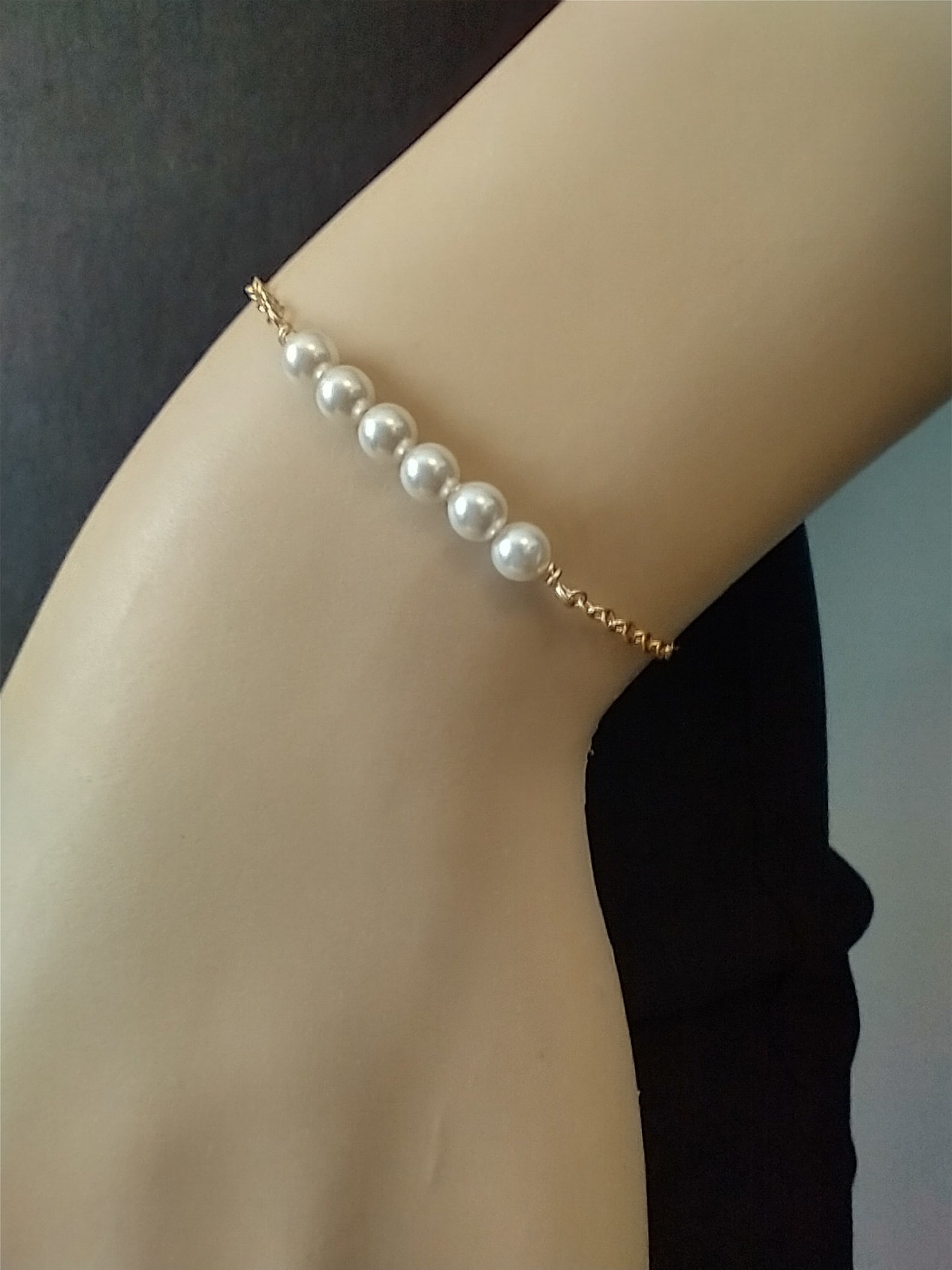 Gold Pearl Bracelet 14k Gold Filled Dainty Petite Pearls Gold - Etsy