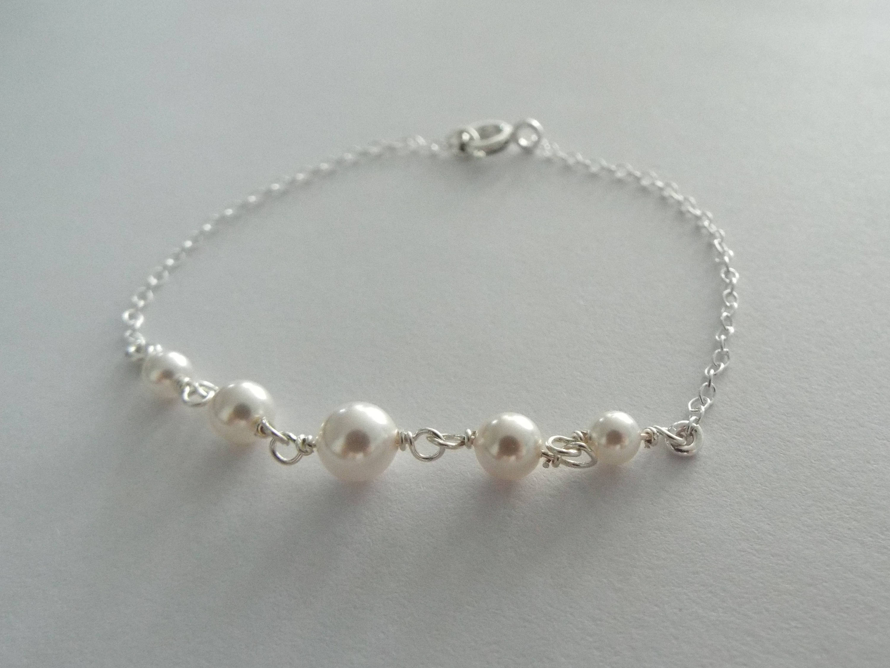 Pearl Bracelet Sterling Silver white pearl bridesmaid gift Etsy