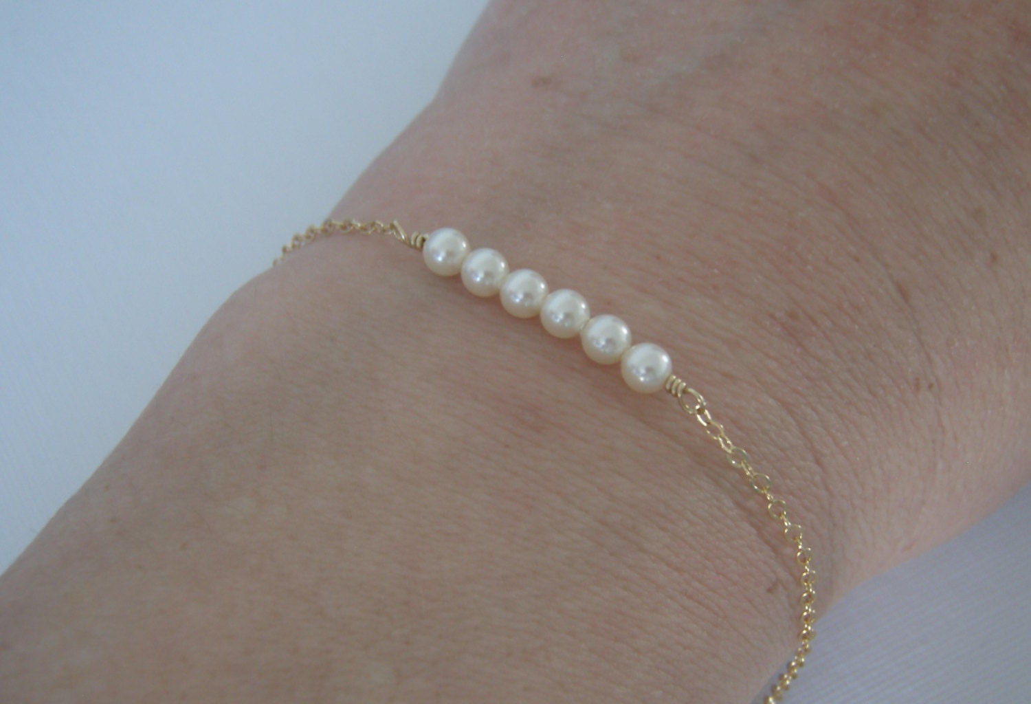 Gold Pearl Bracelet 14k Gold Filled Dainty petite pearls gold Etsy