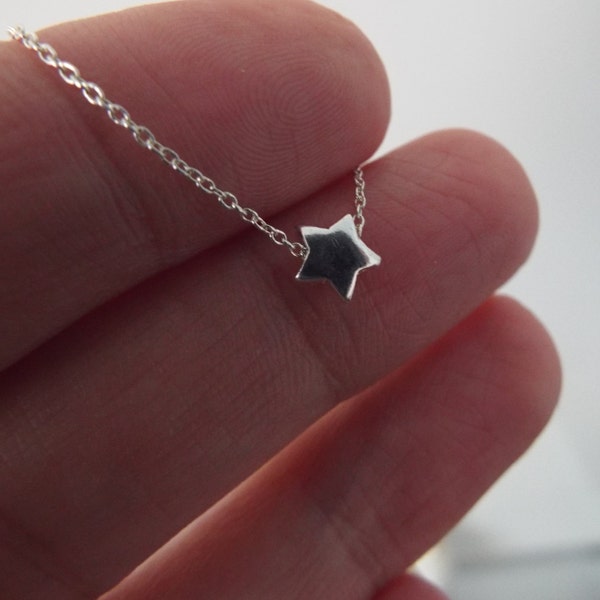 SALE- Tiny Sterling Silver Star Necklace- Silver Star Jewelry- Dainty 925 Themed- Delicate minimalist Solid Silver Star gift