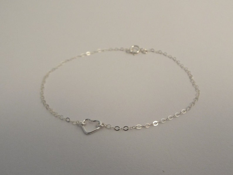 FREE SHIPPING Silver Heart Bracelet Tiny Sterling Siver Heart 925 real silver dainty heart bridesmaid heart bracelet delicate bracelet