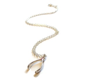 Sterling Silver Wishbone Charm Necklace