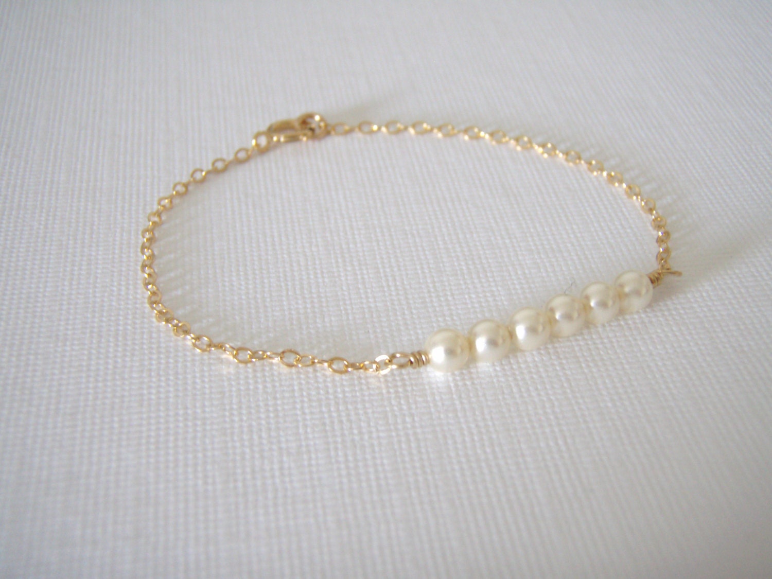 Gold Pearl Bracelet 14k Gold Filled Dainty petite pearls gold Etsy