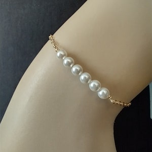14k Gold Filled Pearl Bracelet: Dainty Swarovski Pearl Jewelry