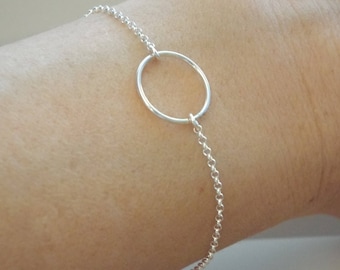 Sterling Silber Karma Armband, Silber Kreis Armband, Einfache Schmuck Minimalist, Silber Schmuck, Einfache Eternity Armband