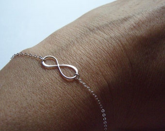 Sterling Silver Infinity Bracelet Infinity 925 Solid Silver- Forever Love - Dainy Silver Bracelet- Bridesmaid Gift- Eternity Jewelry