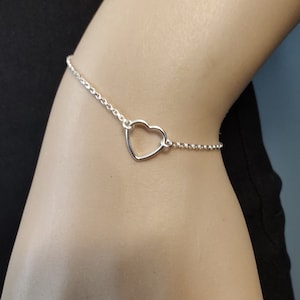 Silver Heart Bracelet, Tiny Sterling Siver Heart, delicate bracelet, heart bracelet, 925 real silver dainty heart bridesmaid