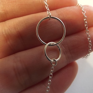 カルマ ダブルサークルネックレス スターリングシルバー エタニティ ツーサークルネックレス インフィニティ カルマ 925 ジュエリー 上品なシルバーネックレス