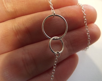 Karma Double Circle Necklace Sterling Silver Eternity Two Circles Necklace Infinity Karma 925 Jewelry dainty silver necklace