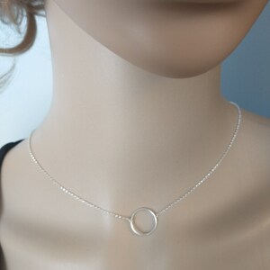 Sterling Silver Karma Necklace, Silver Circle Pendant, Simple Jewelry ...